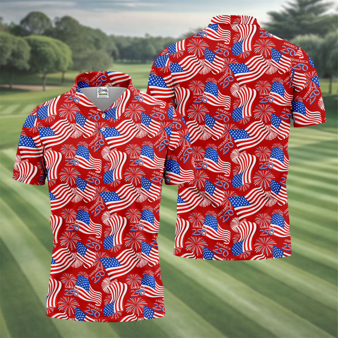 America 250 Anniversary Patriot Flag Red Golf Shirt, Golf Tops For Men, Golf Shirts For Men
