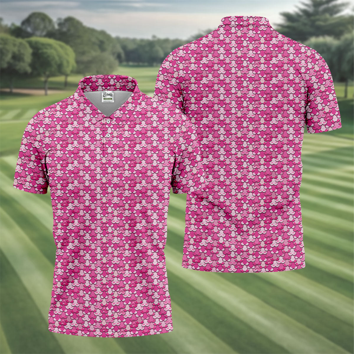 Naughty Fun XOXO Pink Golf Tops For Men, Valentines Golf Gift, Golf Gift For Men, Golf Shirts For Men
