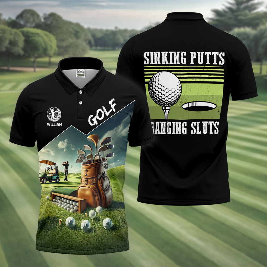 Golf Sinking Putts Banging Golf Tops For Men, Gifts For Golf Lovers, Polo Shirts For Men, Golfing Apparel