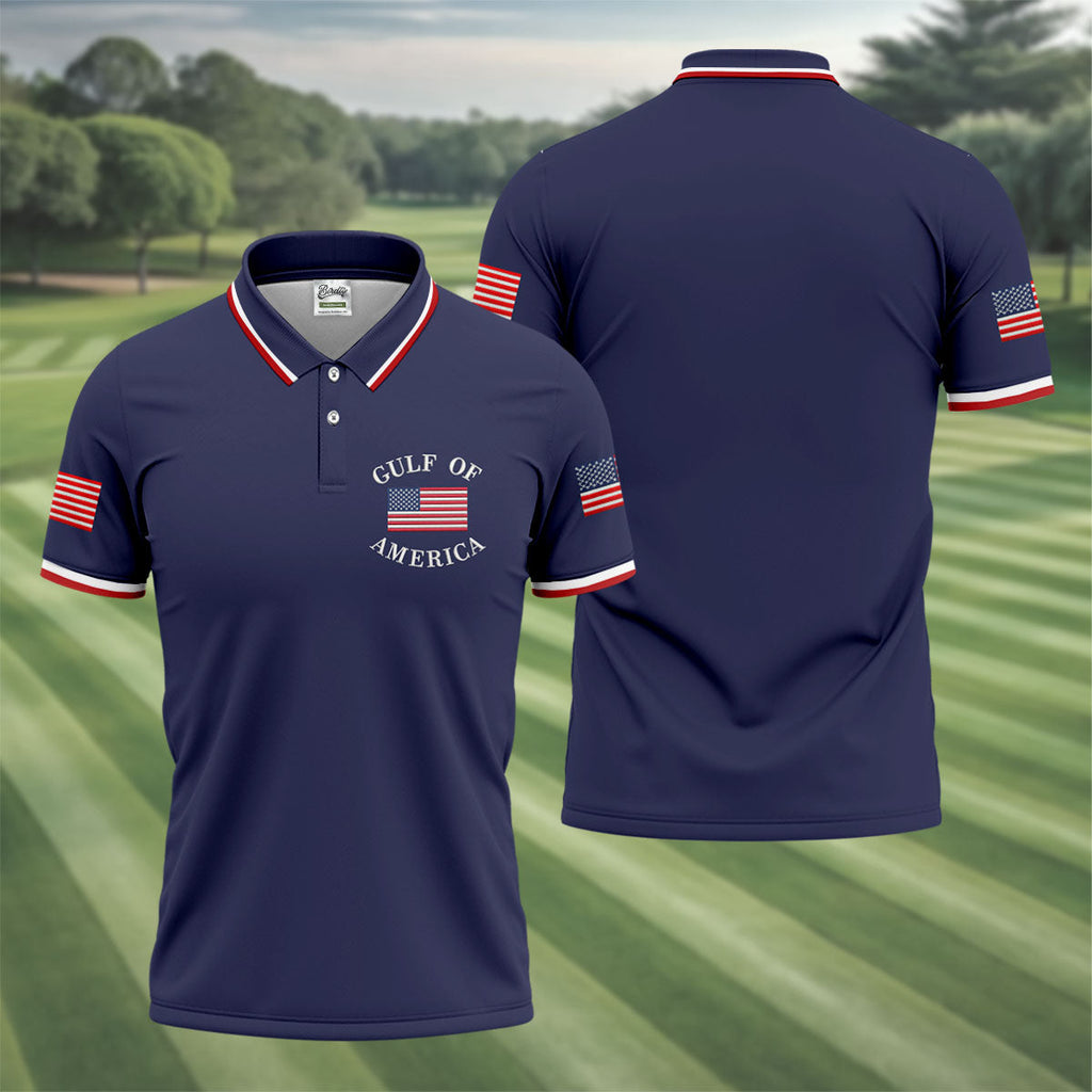 Gulf Of America Patriotic Golf Shirt, 4th Of July Golf Shirt, 250 Years Polo Shirts For Men