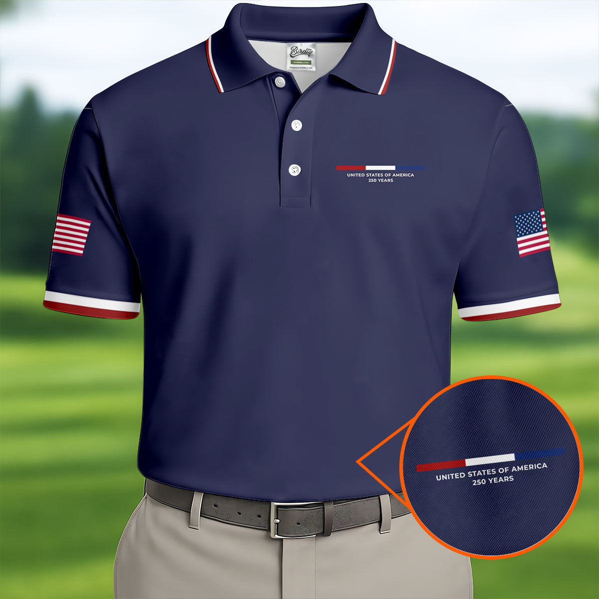 United States Of America 250 Years Navy Golf Shirt, Patriotic Golf Shirt, Golf Shirts For Men