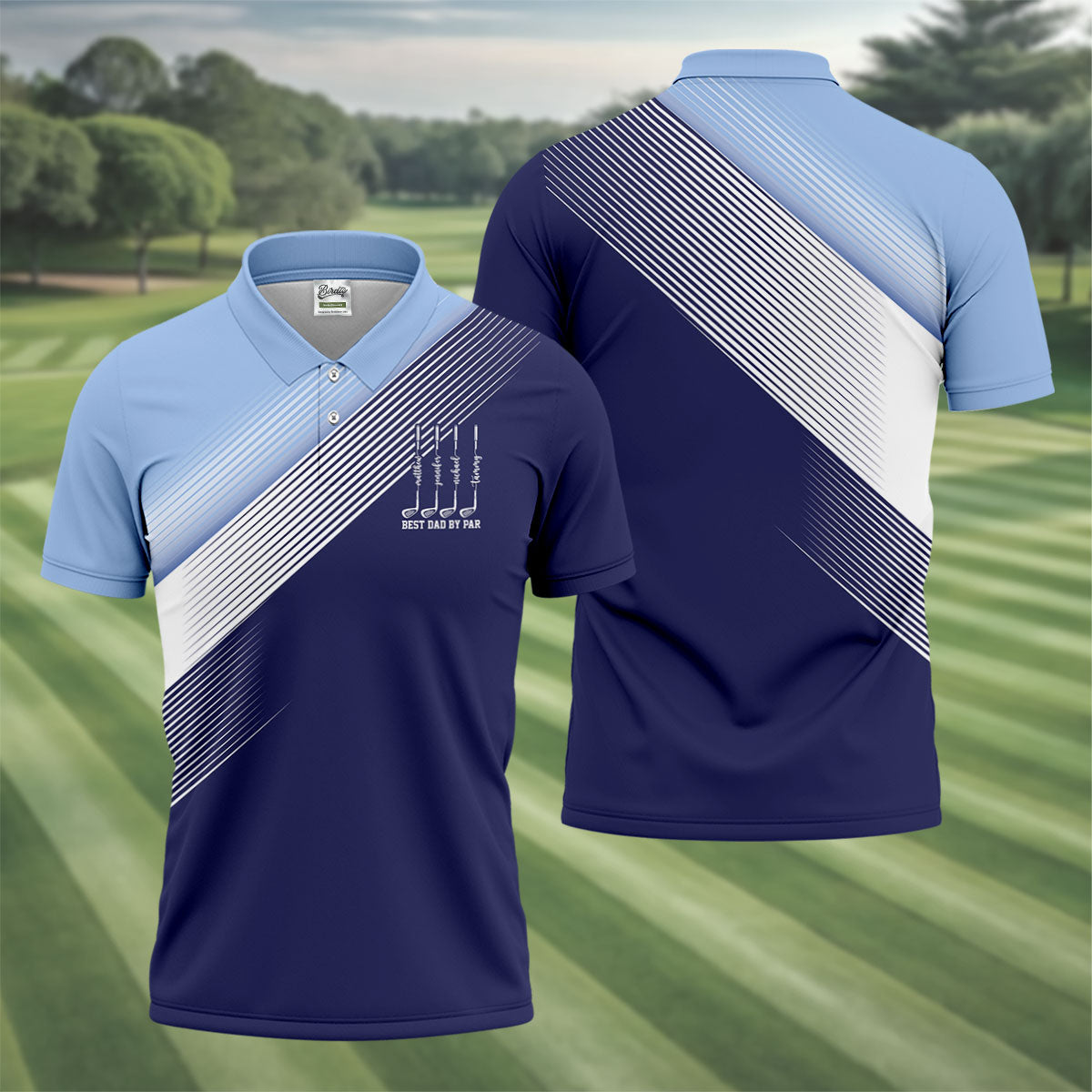 Best Dad By Par Diagonal Striped Father's Day Golf Shirt, Golf Gift For Dad, Polo Shirts For Men