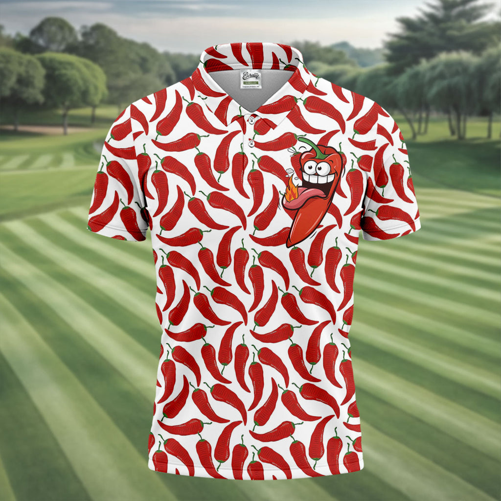 Spicy Hot Pepper Cinco De Mayo Celebration Fiesta Themed Golf Tops For Men, Golf Shirts For Men