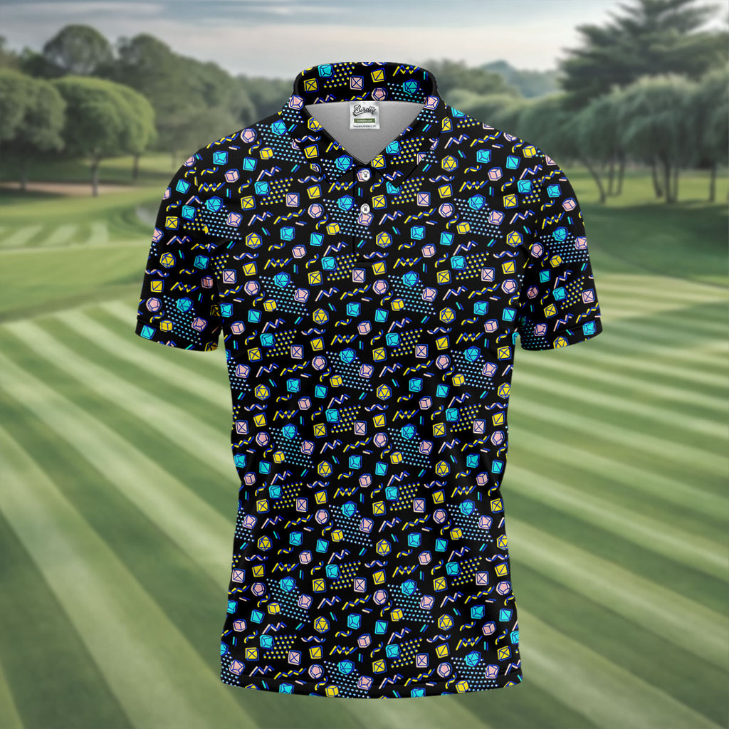 90s Dice Memphis Style Black Golf Shirt, Cute Golf Shirt, Polo Shirts For Men, Golf Shirts For Men