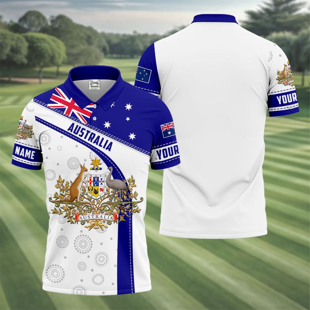 Australian Coat Of Arms Golf Tops For Men, Australia Flag Print Polo Shirts For Men