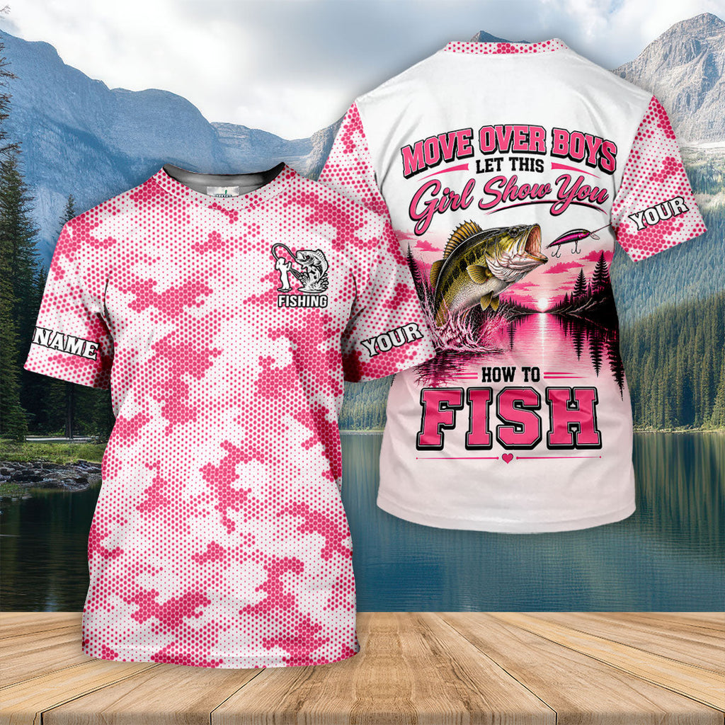 Move Over Boys Let This Girl Show You How To Fish UPF Shirt, Mens Fishing Shirt