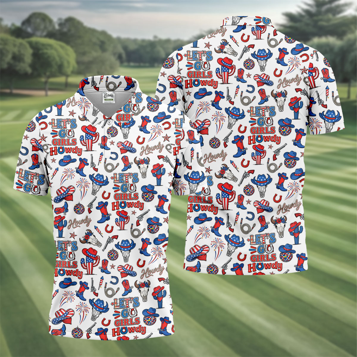 Let's Go Girl Howdy 250th Anniversary Western Cowboy Patriotic 4th Of July Golf Shirt, Golf Shirts For Men