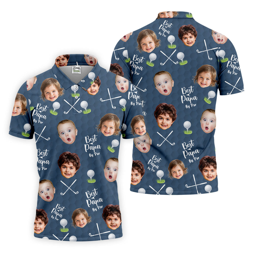 Best Papa By Par Custom Photo Golf Shirt, Funny Golf Shirt, Christmas Golf Gift