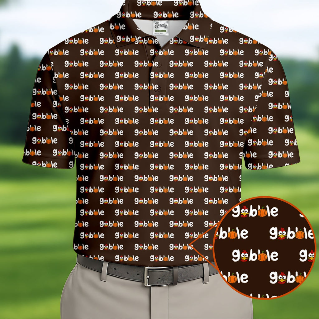 Gobble Turkey Thanksgiving Holiday Fun Golf Shirts For Men, Polo Shirts For Men, Golf Gift For Men