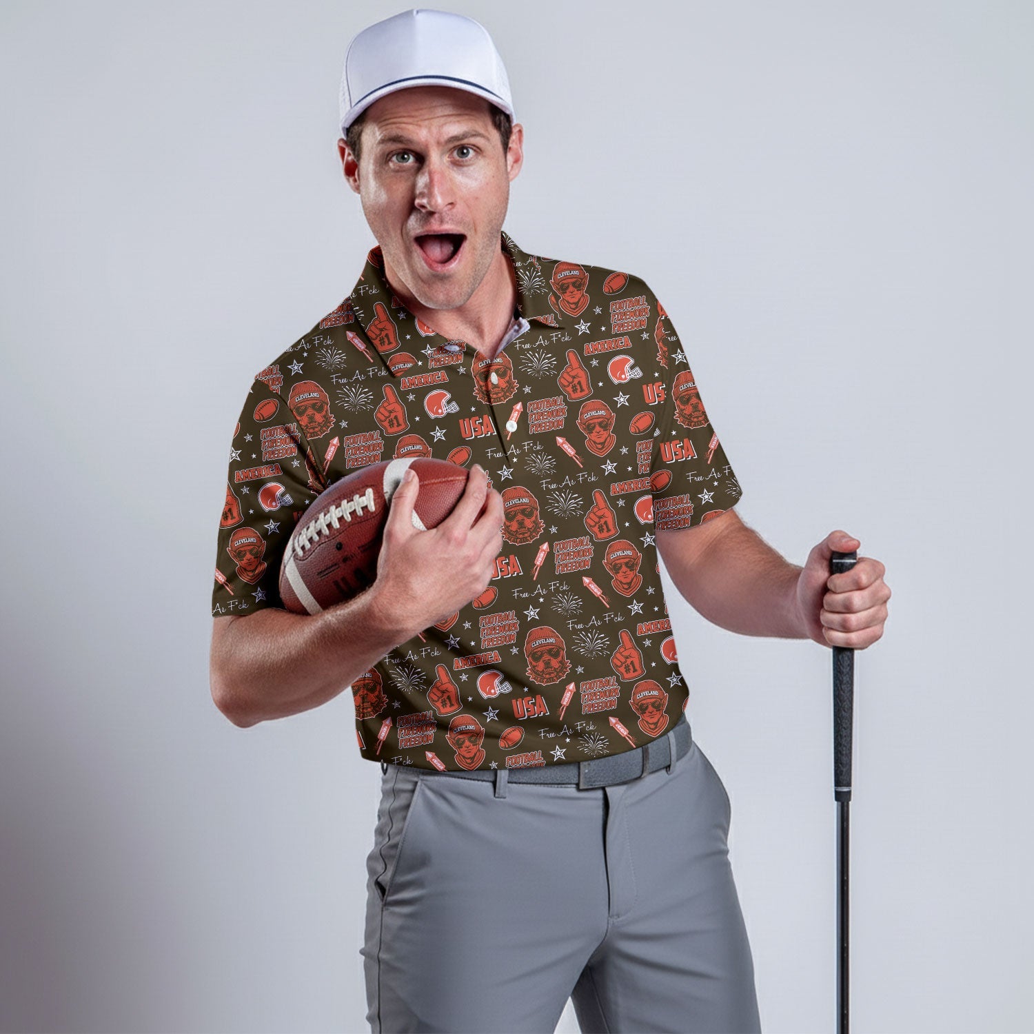 Orange Elf Dark Brown And Orange Sport Polo, American Football League Gift Ideas For Football Fans