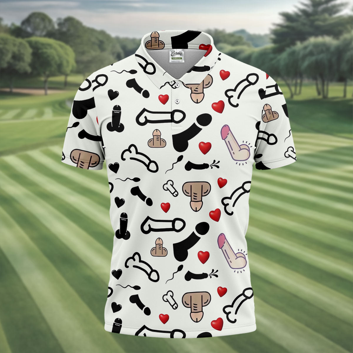 Adult Humor LGBT Pride Men's Funny Golf Shirts, Gay Pride Month Celebrate Golf Shirts For Men