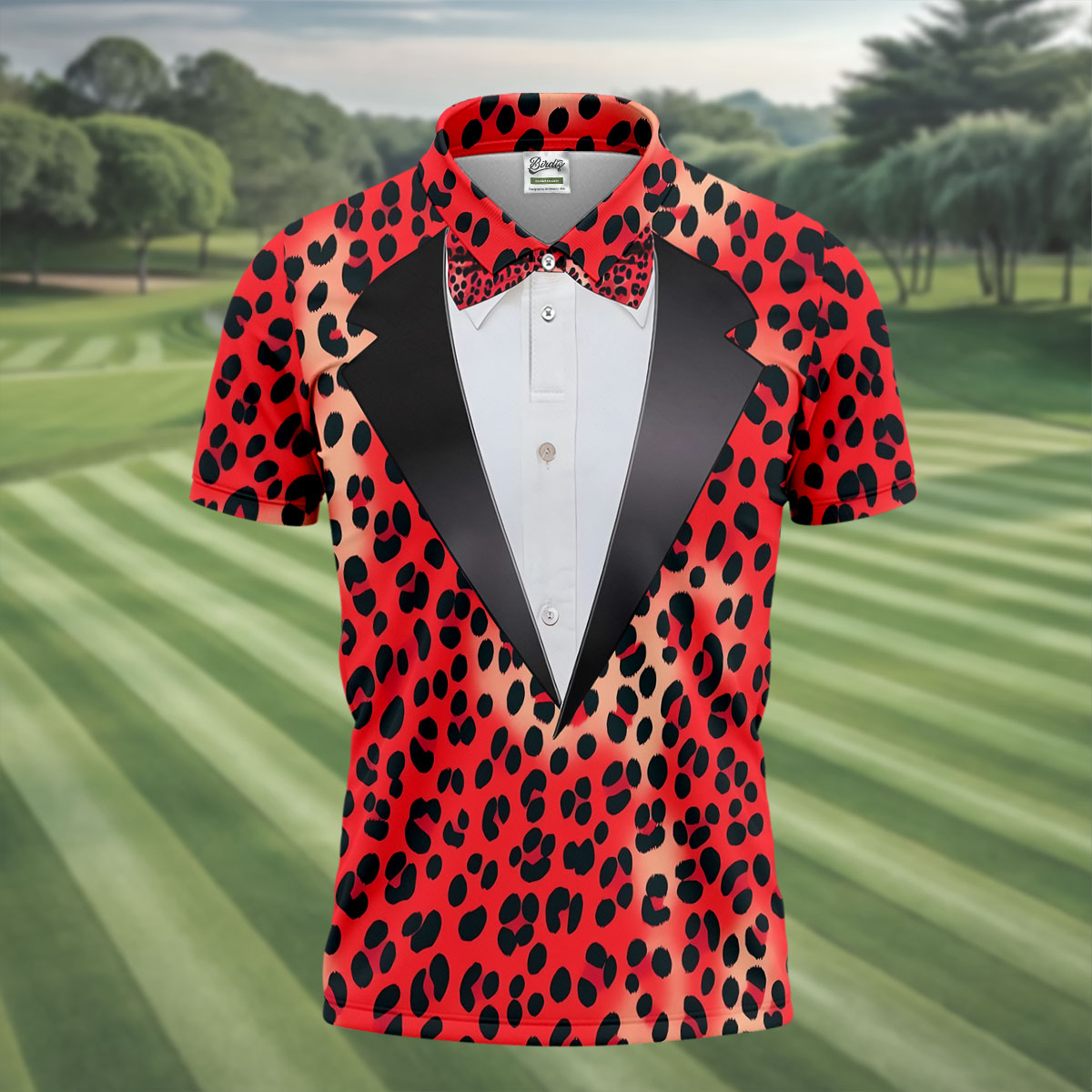 Red Leopard Funny Costume Hawaiian Golf Shirt, Polo Shirts For Men, Golf Shirts For Men