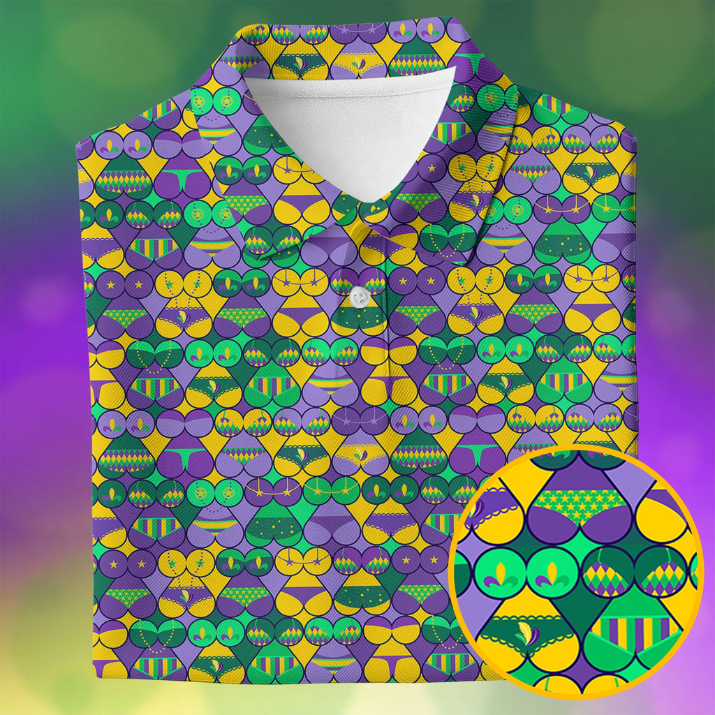 Adult Humor Naughty Fun Mardi Gras Golf Shirt, Golf Tops For Men, Polo ShirtFor Men, Golf Shirts For Men