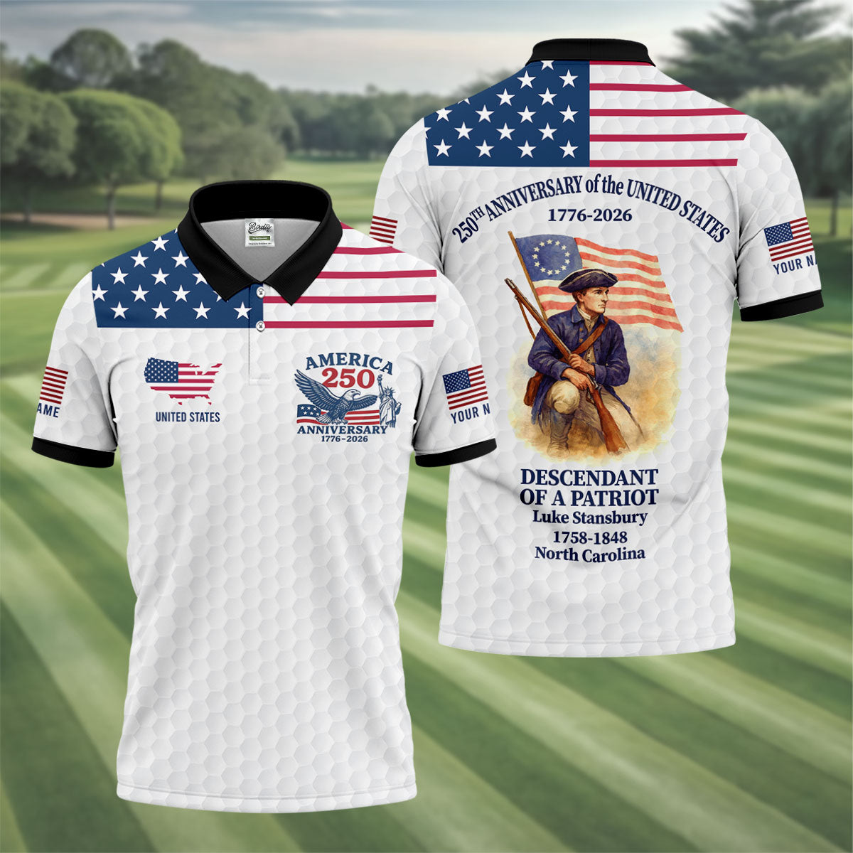 Descendant Of A Patriot Golf Tops For Men, America 250th Anniversary Golf Shirt, Polo Shirts For Men