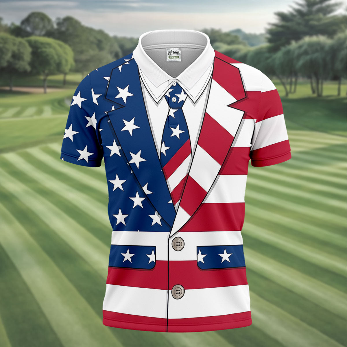 US Flag Tuxedo Costume Patriotic 4th Of July Golf Shirt, 250 Years Polo Shirts For Men