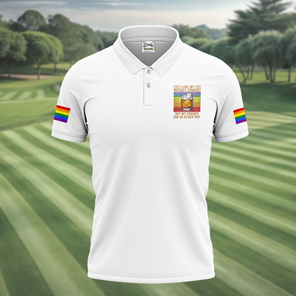 I Like My Whiskey Straight LGBT Pride Month Men's Funny Golf Shirts, LGBT Support Pride Shirt