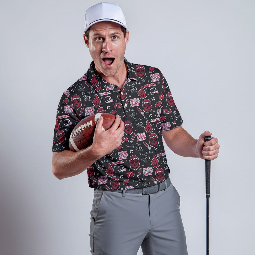 Falcon Mascot Red White Black Sport Polo, American Football League Gift Ideas For Football Fans