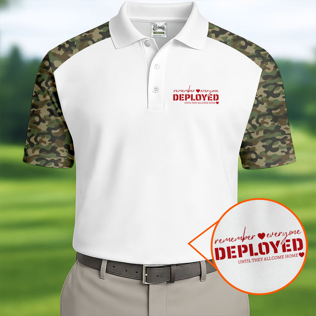 Remember Everyone Deployed Camo White Patriotic 4th Of July Golf Shirt, 250th Anniversary Golf Shirts For Men