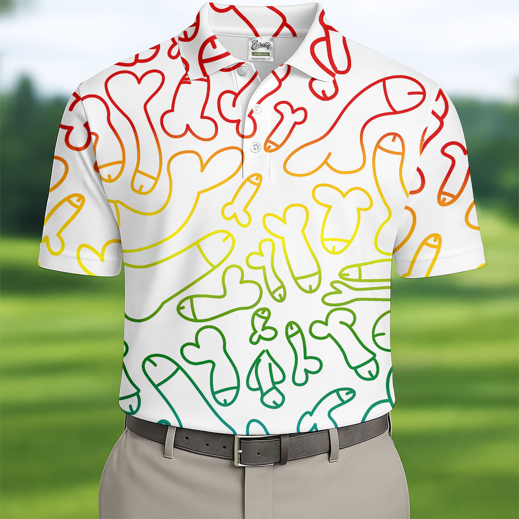 Dirty Humor White Golf Shirt, Fun Golf Shirts For Men, Golf Gift For Men, Golf Shirts For Men