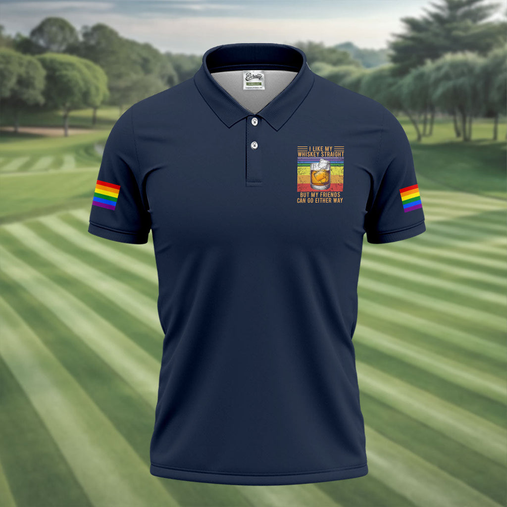 I Like My Whiskey Straight LGBT Pride Month Men's Funny Golf Shirts, LGBT Support Pride Shirt