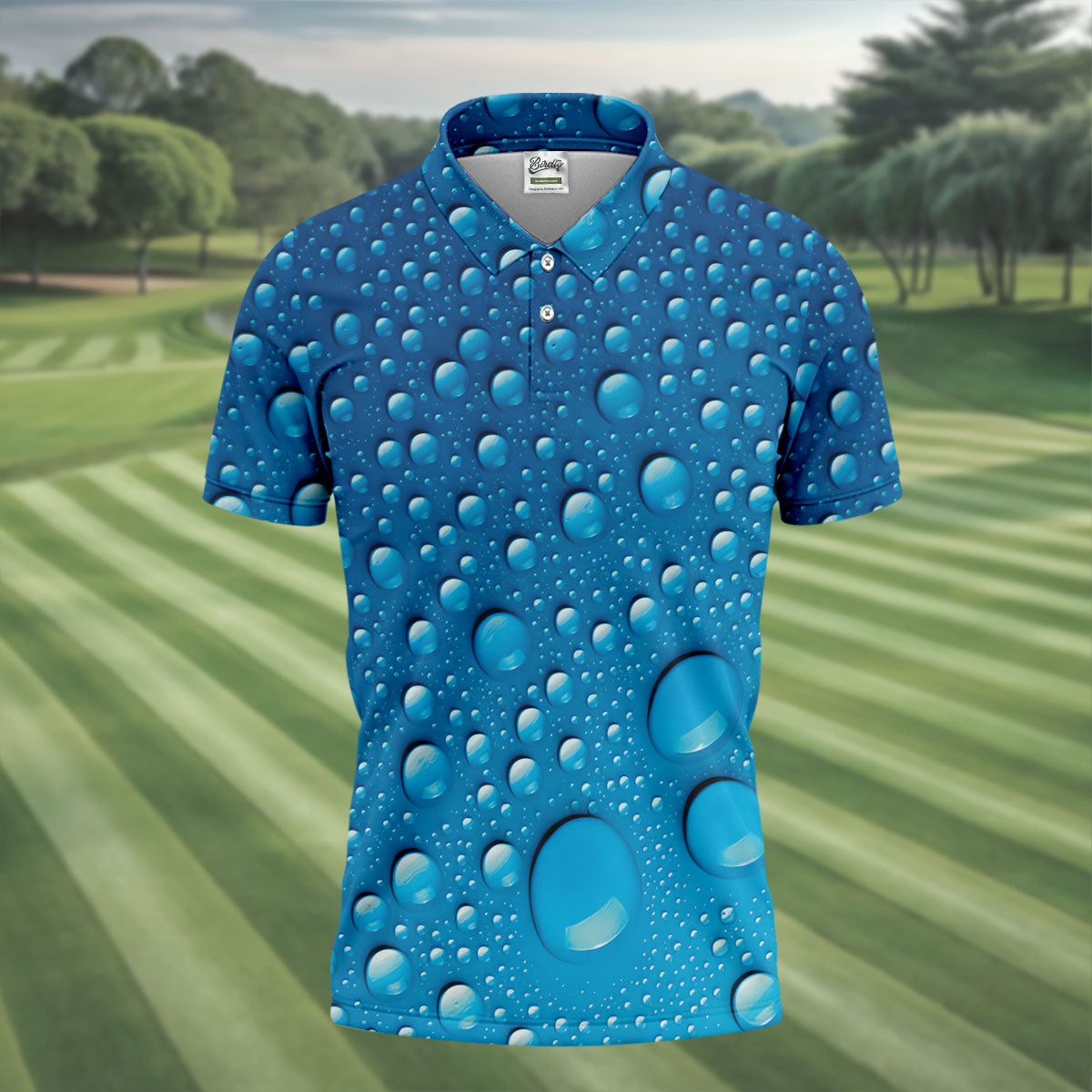 Rain Drops Blue Golf Shirt, Golf Tops For Men, Golf Shirts For Men, Polo Shirts For Men