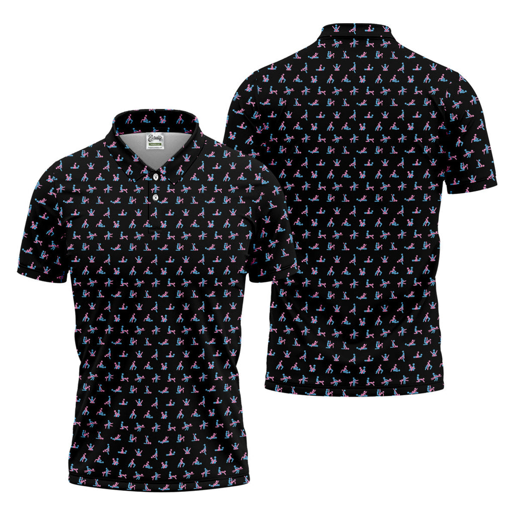 Funny Stick Figure Men's Golf Polo ShirtFunny Position Golf Polo, Fun Men Golf Shirts, Golf Gift For Him
