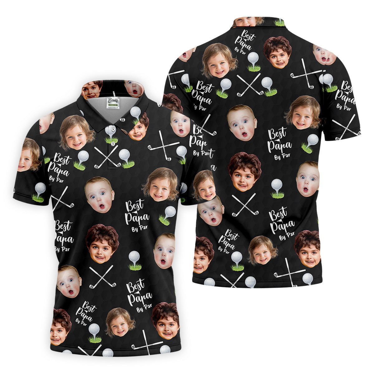 Best Papa By Par Black Custom Photo Golf Shirt, Funny Golf Shirt, Christmas Golf Gift