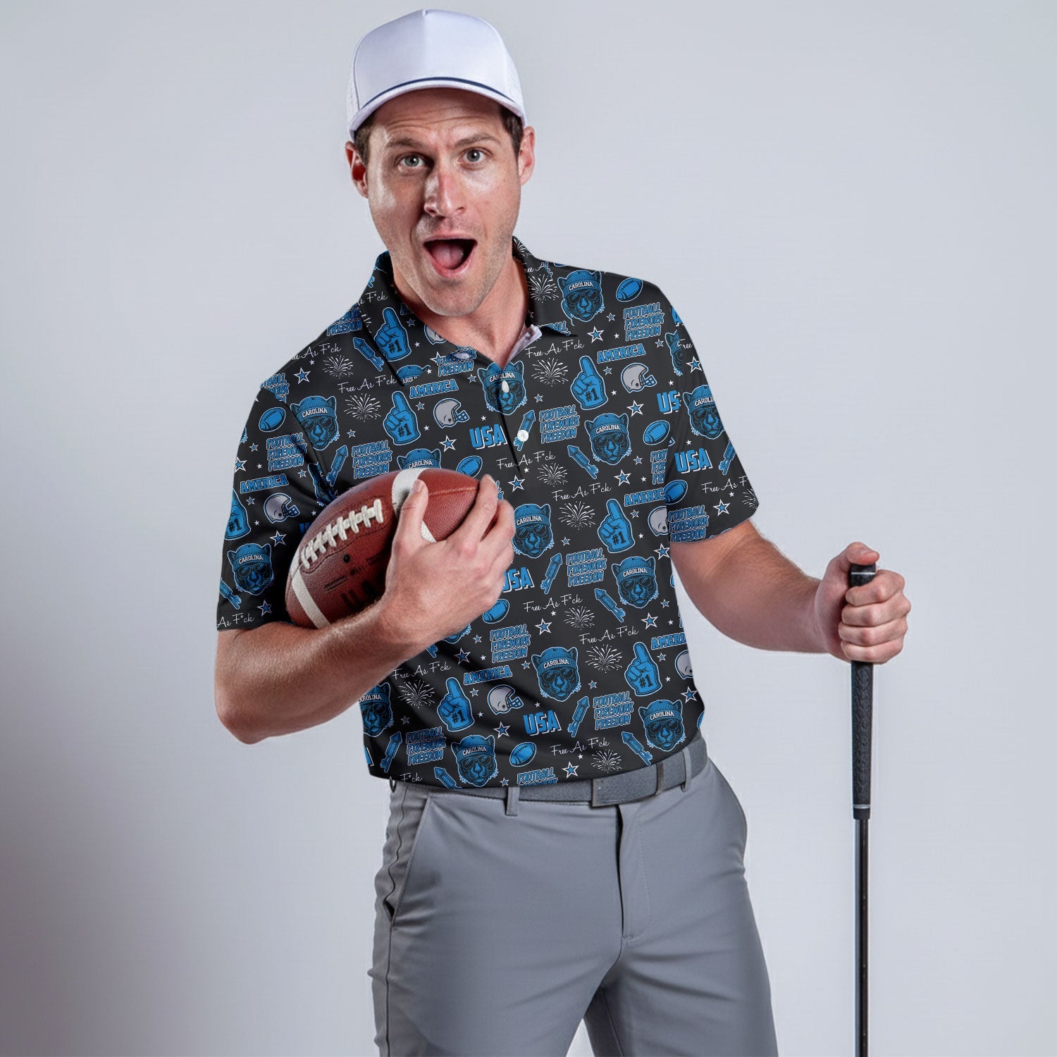 Panther Blue Black And Silver Sport Polo, American Football League Gift Ideas For Football Fans