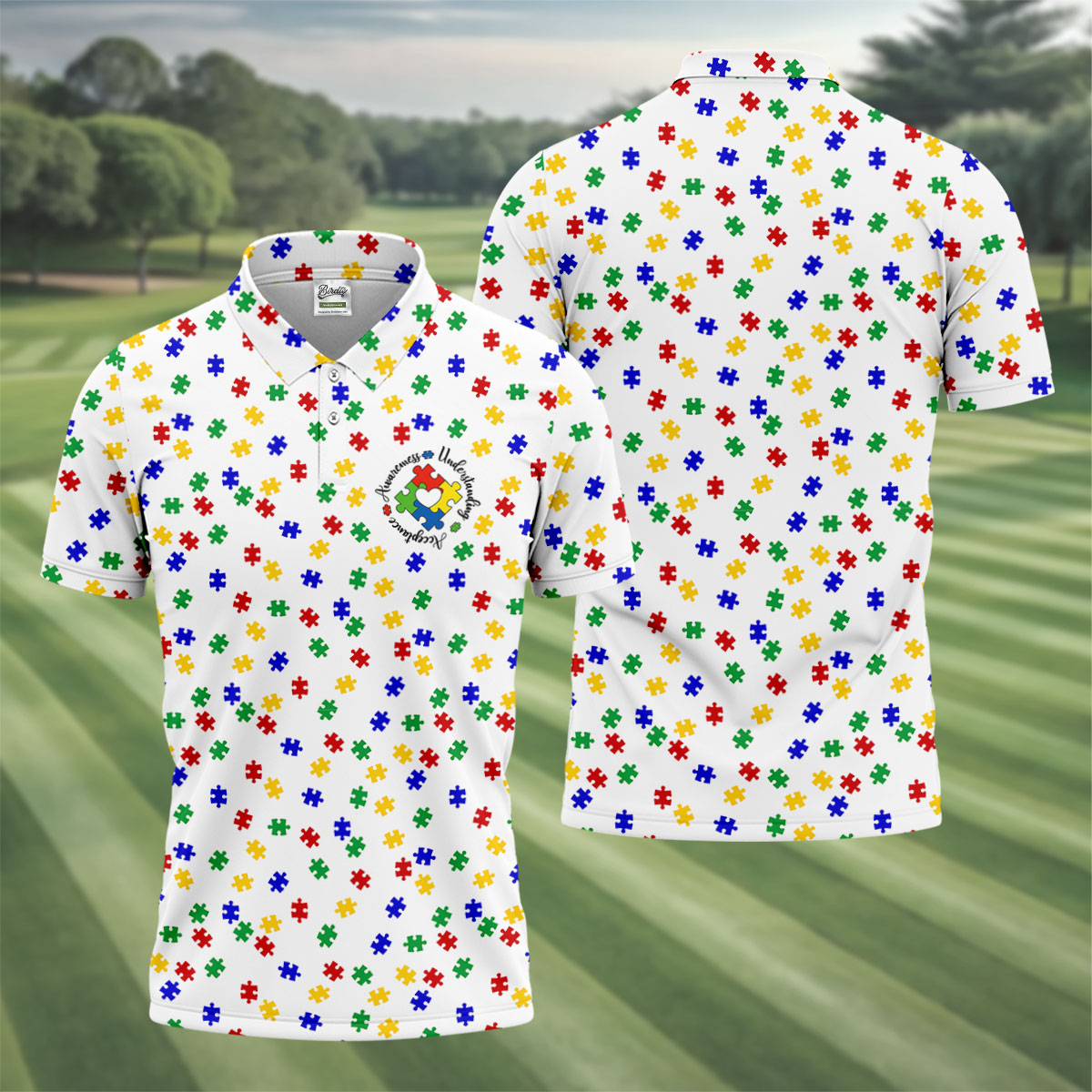 Awareness Understanding Acceptance Autism Puzzle Men's Polo ShirtAutism Awareness Shirt, Golf Shirts For Men