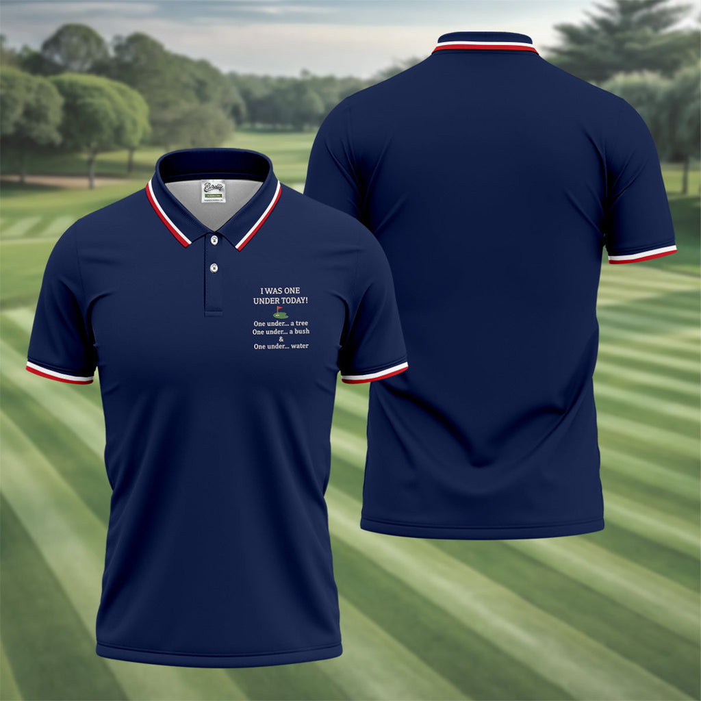 I Was One Under Today Navy Golf Shirt, Funny Golf Shirt, Golf Shirts For Men, Polo Shirts For Men