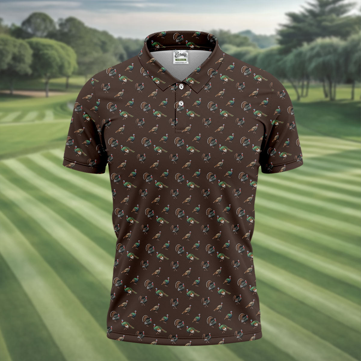 Turkey Hunting Seamless Pattern Funny Golf Shirts, Father's Day Golf Shirt, Golf Gift For Dad