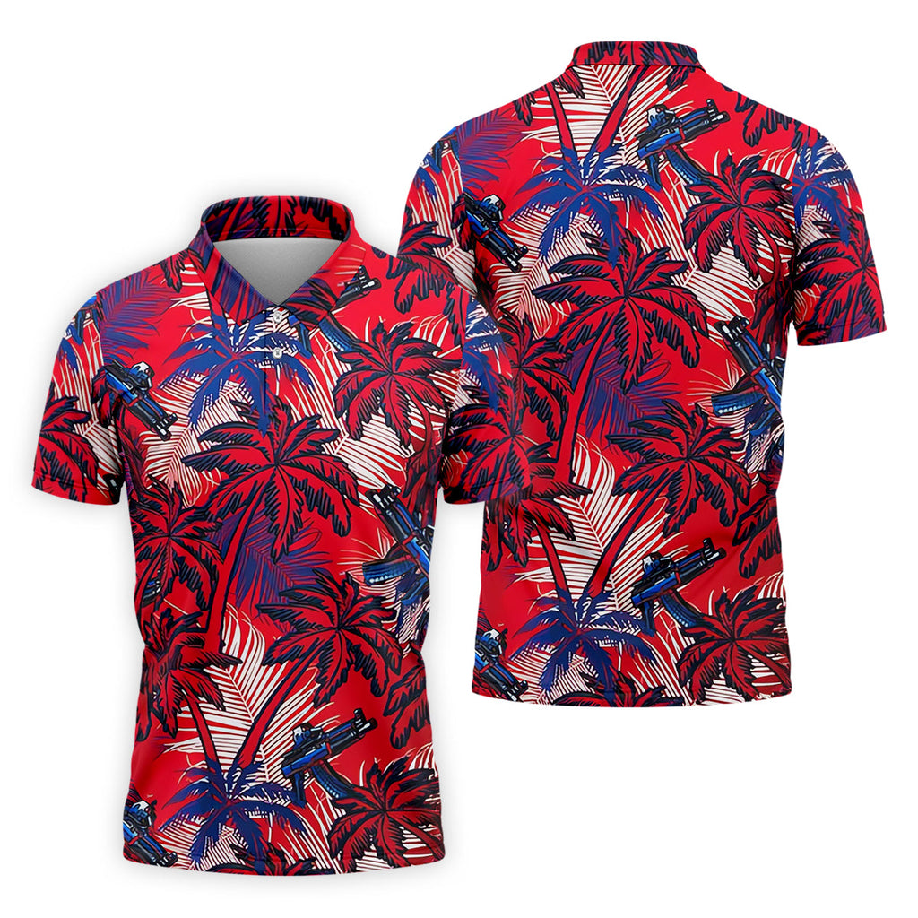 Tropical Sunset Mens Golf Polo ShirtMens Goft Shirt, Christmas Golf Gift