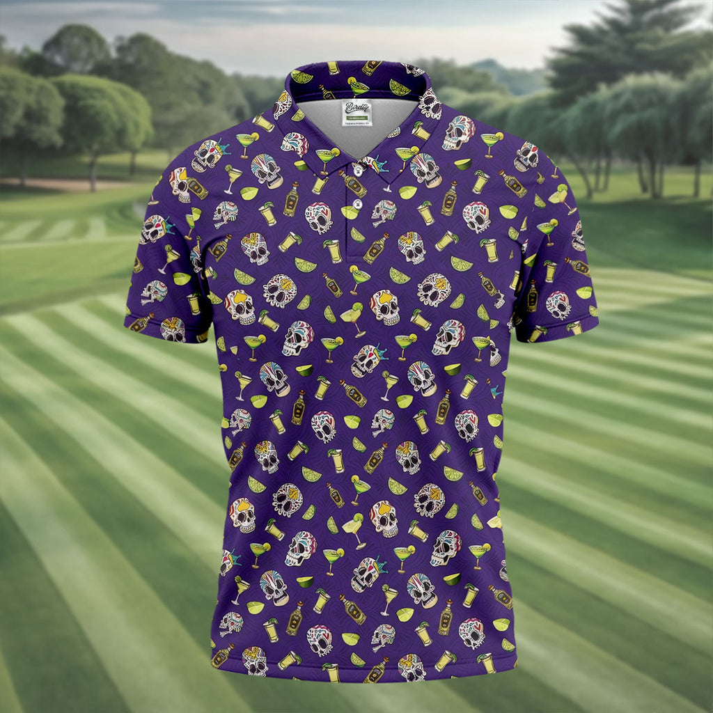 Decorated Sugar Skulls Cinco De Mayo Celebration Fiesta Themed The Purple Haze Golf Shirts For Men