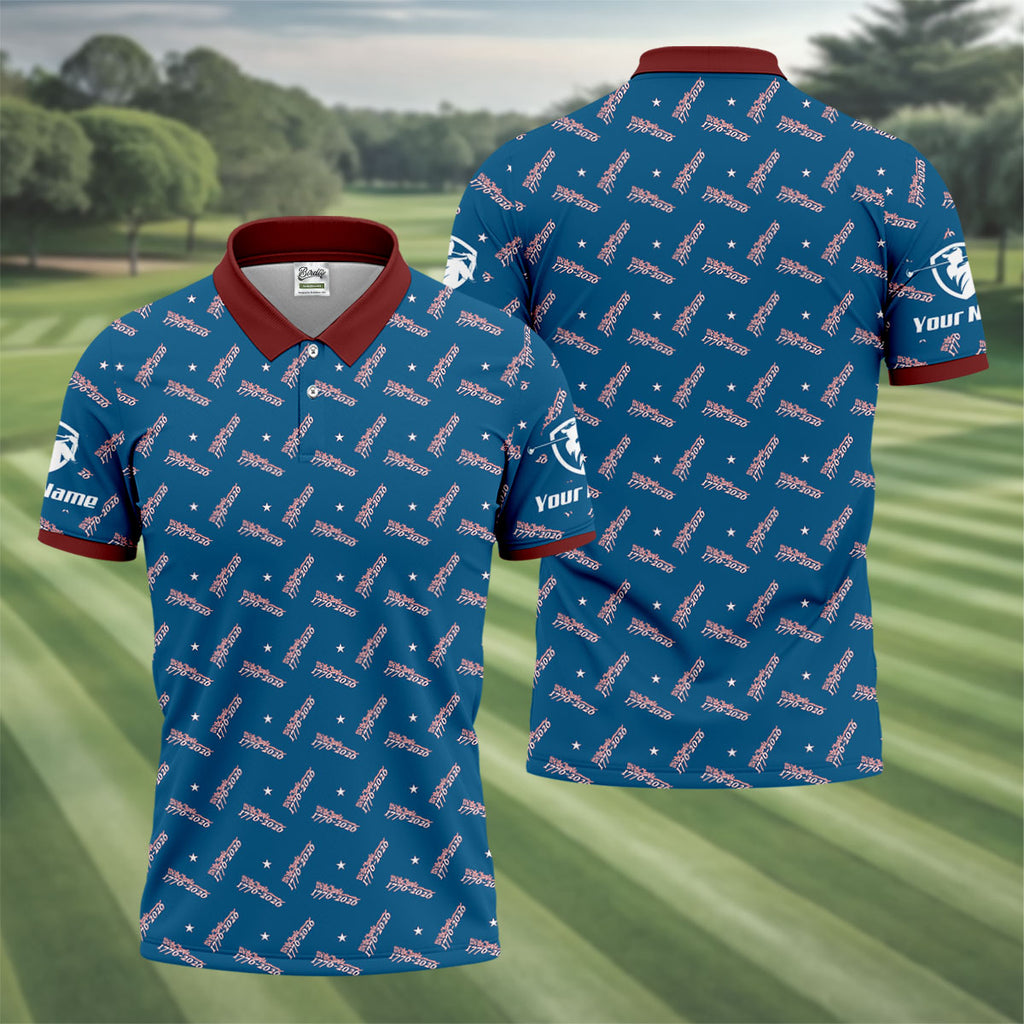We The People 1776-2026 Navy Golf Shirt, 250th Anniversary Patriotic Golf Shirt, Golf Shirts For Men, Polo For Men
