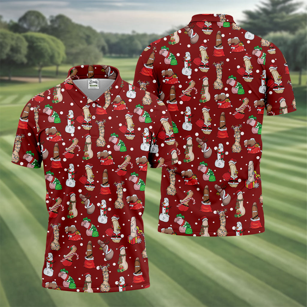 Naughty Santa Hat Christmas Polo Shirts, Unique Gift For Golfer, Polo Shirts For Men, Golf Gift For Men