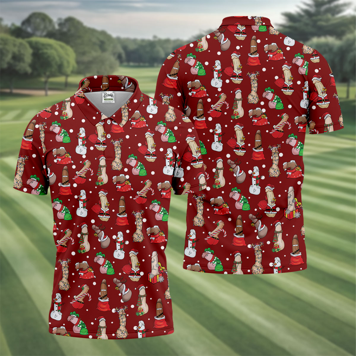 Naughty Santa Hat Christmas Polo Shirts, Unique Gift For Golfer, Polo Shirts For Men, Golf Gift For Men