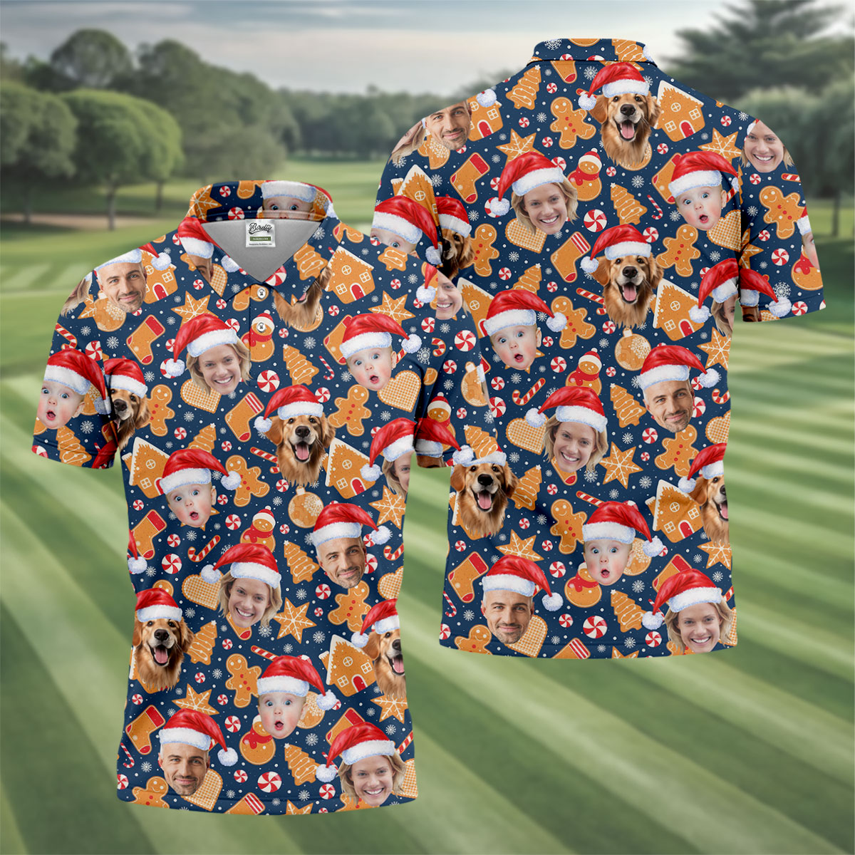 Custom Christmas Sweets Navy Golf Shirt, Christmas Golf Shirt, Polo Shirts For Men, Golf Gift For Men
