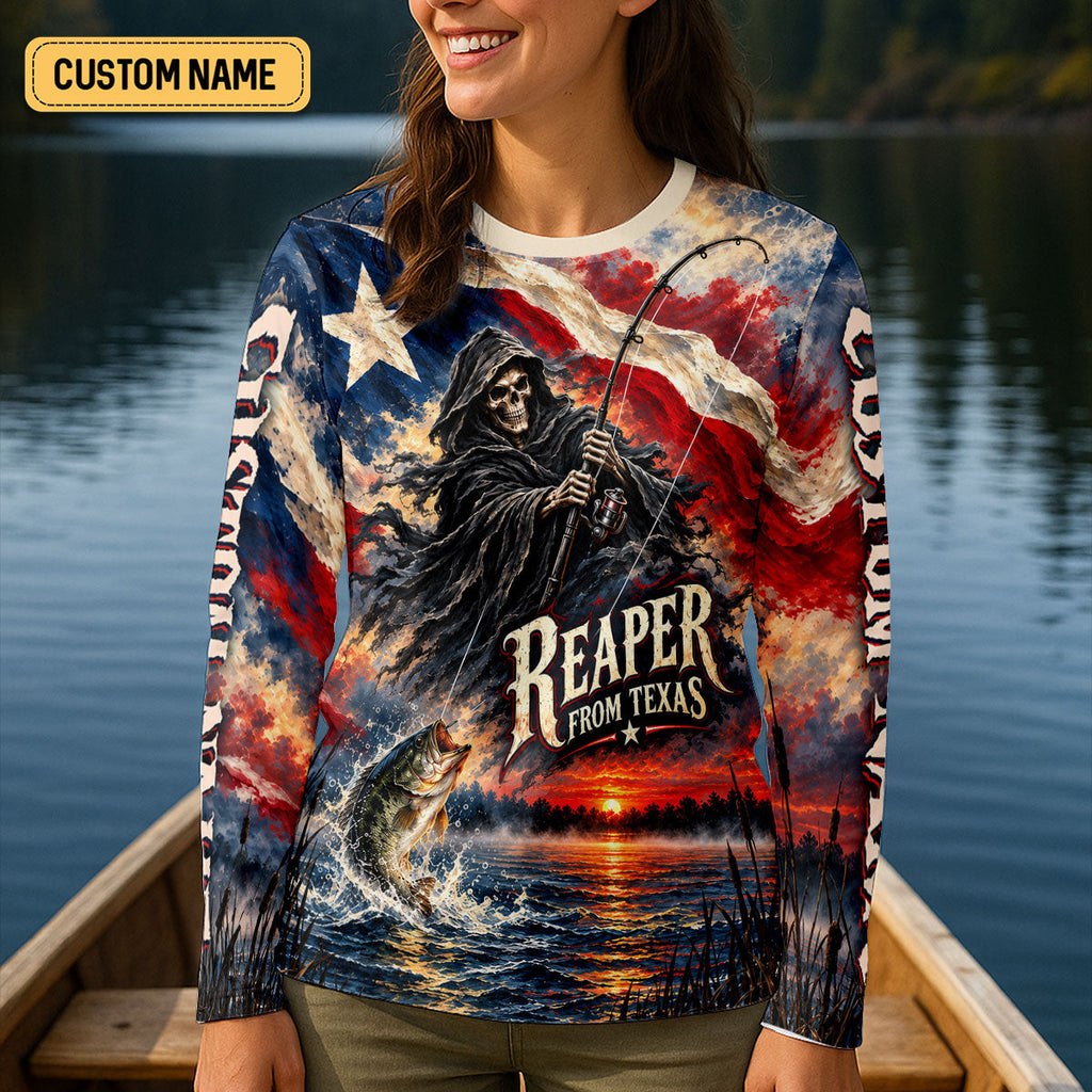 Reaper From Texas Bass Fishing UPF Shirt, Fishing Jersey, Fishing Apparel For Women