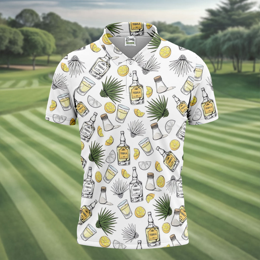 Tequila Lime Fiesta Time Golf Tops For Men, Cinco De Mayo Celebration Golf Shirts For Men