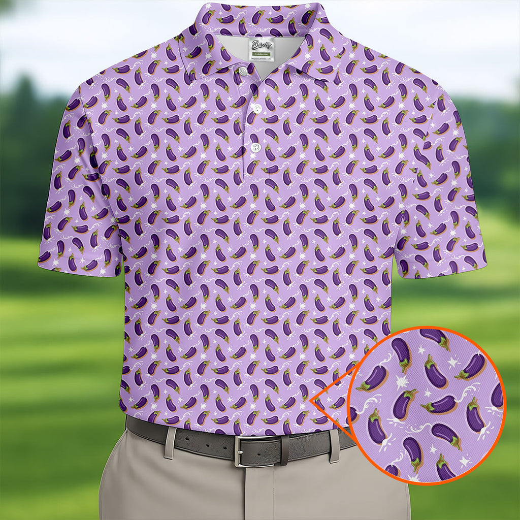 Funny Eggplant Purple Golf Shirt, Fun Golf Shirts For Men, Polo Shirts For Men, Golf Gift For Men