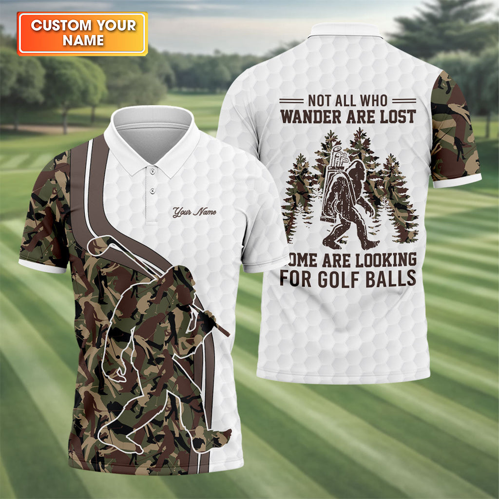 Not All Who Wander Are Lost Bigfoot Camouflage Funny Golf Shirt, Polo Shirts For Men, Golf Shirts For Men