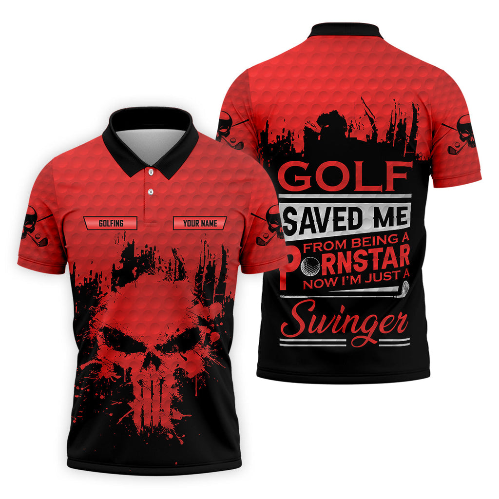 Golf Saved Me From Being A Porn Star Now I'm Just A Swinger Custom Funny Golf Polo ShirtDad Golf Gift