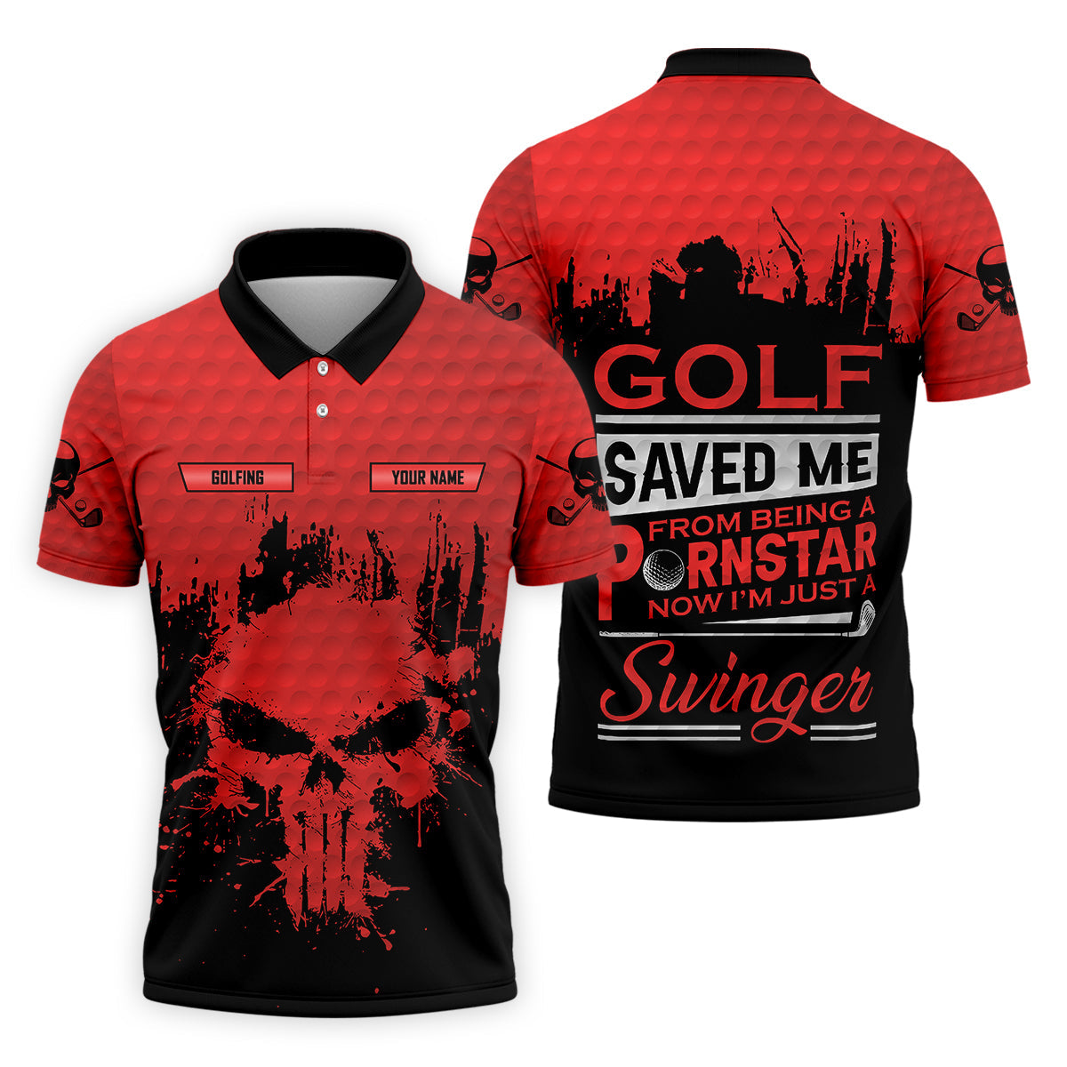 Golf Saved Me From Being A Porn Star Now I'm Just A Swinger Custom Funny Golf Polo ShirtDad Golf Gift