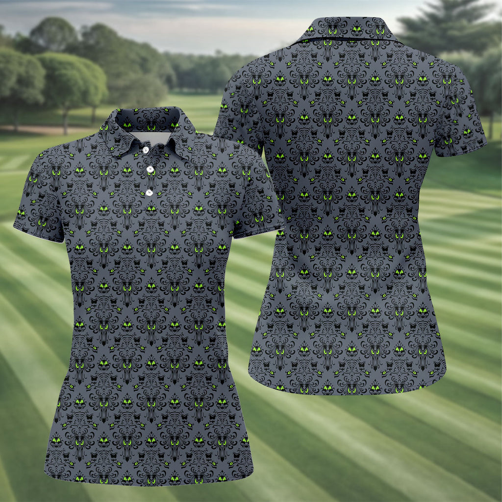 Haunted Mansion Hitchhiking Ghosts Halloween Golf Shirt, Halloween Gift Idea, Ladies Golf Shirts