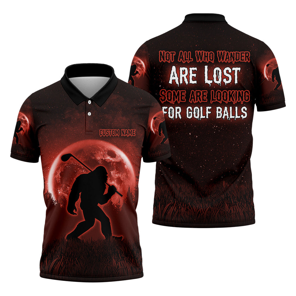 Not All Who Wander Are Lost Bigfoot Golf Polo Shirt, Mens Golf Gift, Funny Golf Shirt