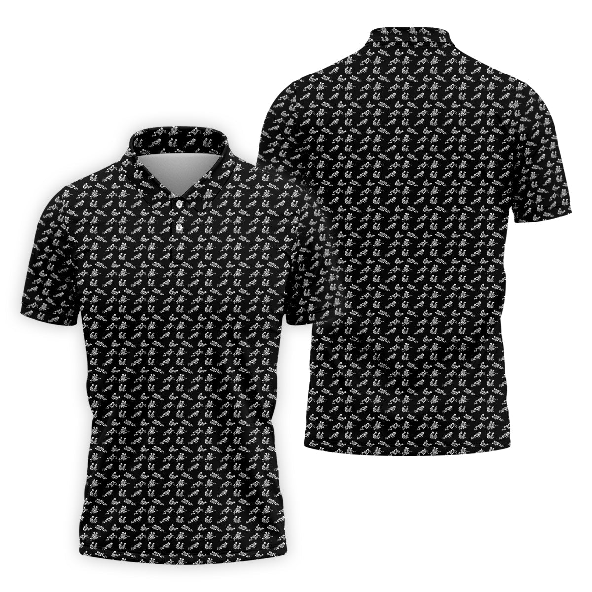 Funny Skeleton Golf Polo ShirtFunny Position Golf Shirt, Dad Golf Shirt, Christmas Golf Gift