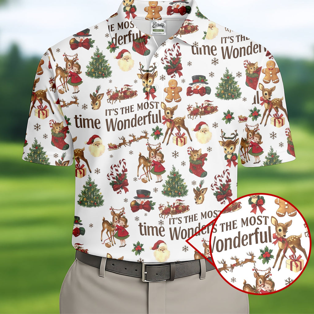 It's The Most Wonderful Time Christmas Golf Shirt, Cute Golf Outfit, Polo Shirts For Men, Golf Gift For Men