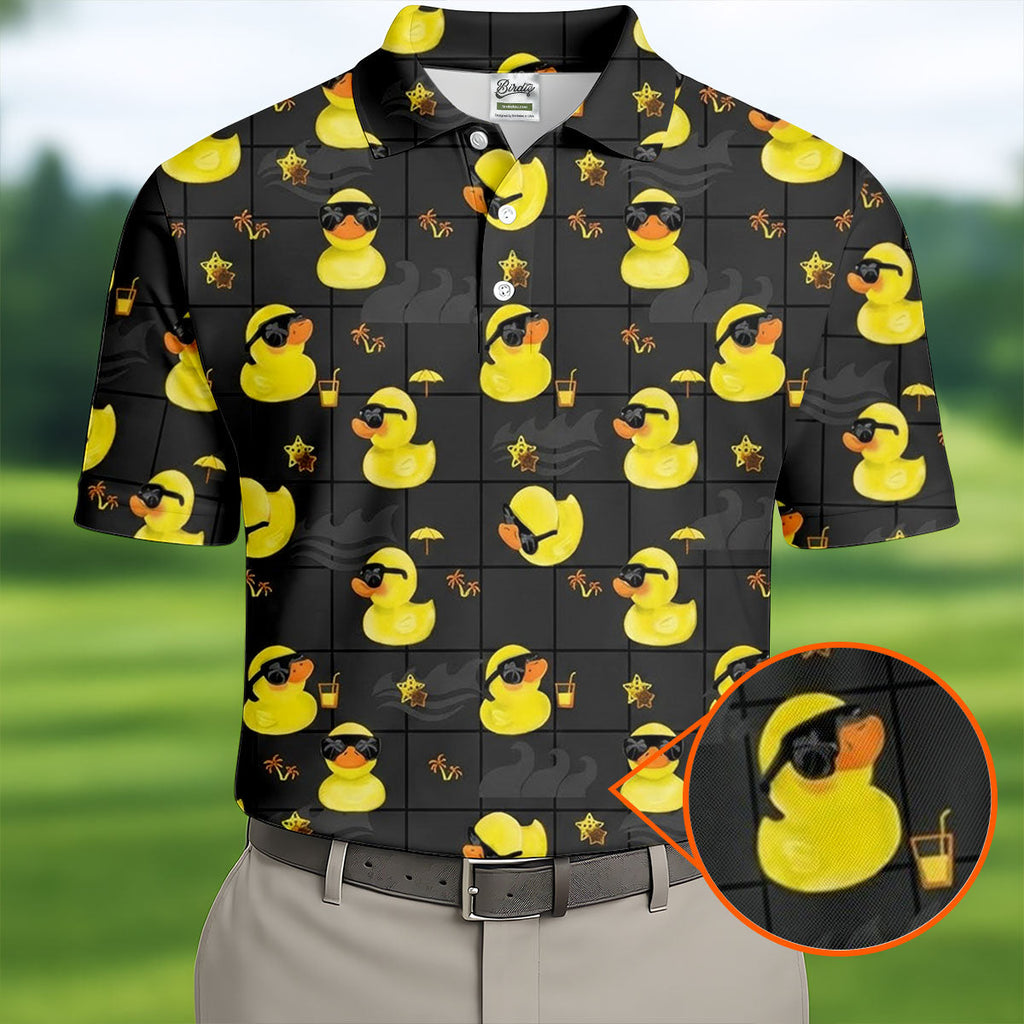 Yellow Rubber Duck Men's Funny Golf Shirts, Black Golf Shirt, Polo Shirts For Men, Golf Shirts For Men