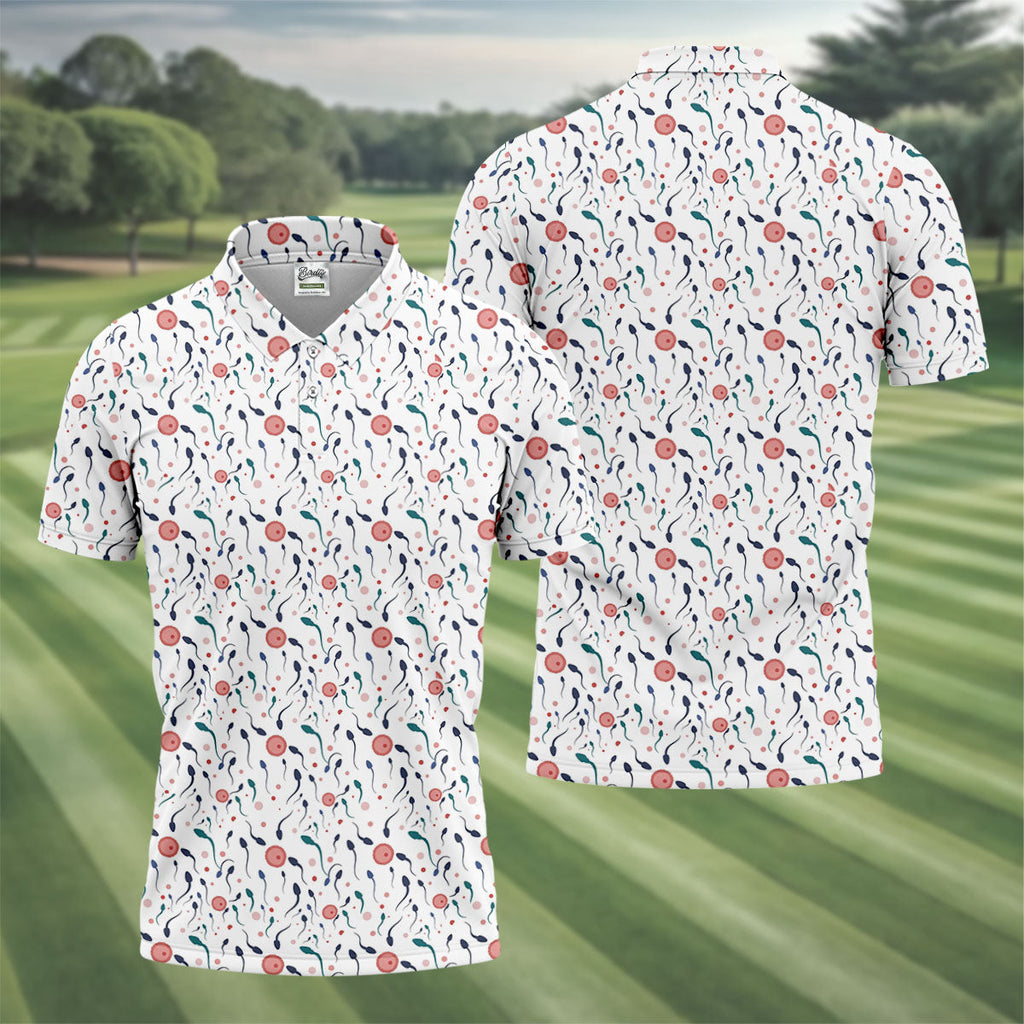 Funny Crazy Egg Fertilization White Golf Shirt, Golf Gifts For Valentine's Day, Polo Shirts For Men