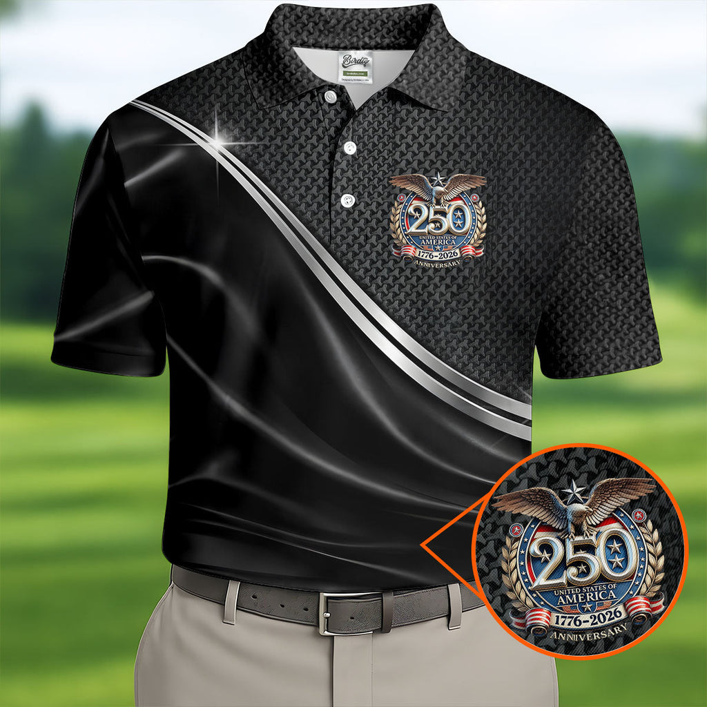 United States 250th Anniversary 4th Of July Golf Shirt, Patriotic Golf Shirt, Satin Print Golf Shirts For Men